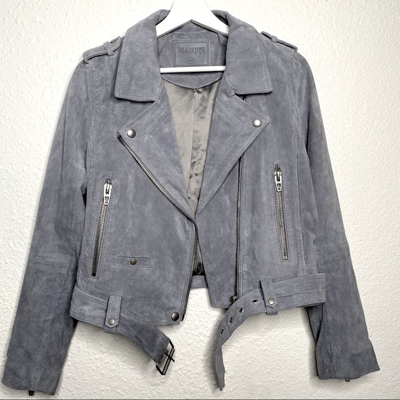 Blank NYC Jackets & Blazers - Blank NYC gray suede leather cropped moto jacket size M